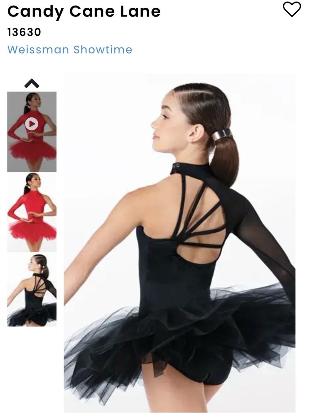 Weissman Candy Cane Lane Black Asymmetrical Tutu Dance Costume size LC